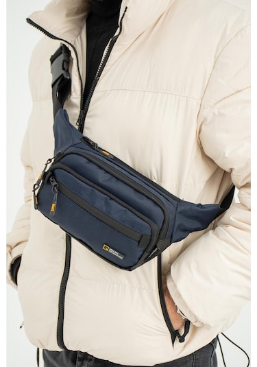 Dört Bölmeli Suya Dayanıklı Polyester Kumaş Ayarlanabilir Askılı Bel-göğüs Çantası Lacivert