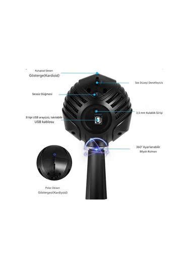 Gm-888 Profesyonel Oyuncu Kardiyoid Kondansatör Mikrofon