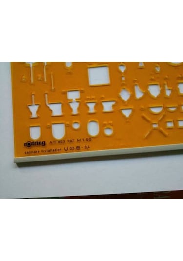 Rotring Sıhhi Tesisat Şablonu 1:50 853 787 Sarı