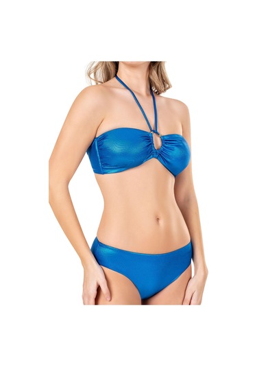 Endeep Kadın Tünelli Metalik Mavi Bikini Takımı Mavi