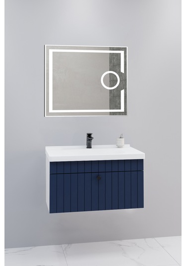 Alice 80 Cm Banyo Dolabı Kiev Led Aynalı Lacivert-boy Dolap Hariç Lacivert