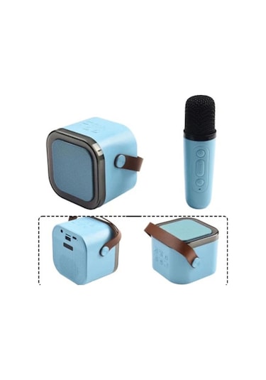 Karaoke Kablosuz Hoparlör Mikrofonlu Rgb Işıklı Bluetooth Speaker Tf Kart/usb Mavi.gzpde