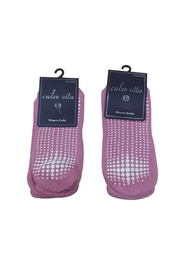 2'li Set Tabanı Silikonlu Plates & Yoga Kadın Çorap-pembe Pembe