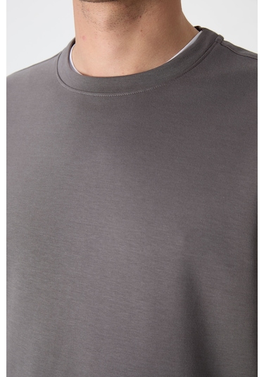 Tommy Life Koyu Gri Basic O Yaka Rahat Form Erkek Sweatshirt - 88053 Koyu Gri