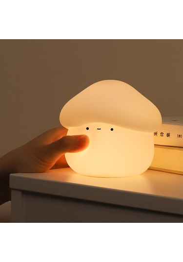 Reedark Silikon Mantar Gece Lambası: Dokunarak Aç/kapat, 15/30 Dakika Gecikmeli Kapatma, 2 Seviye Parlaklık, 2600k Islak Beyaz Işık, 1w Beyaz