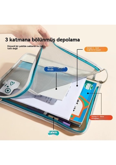 Tuomeng İlkokul Öğrencisi Konu Saklama Çantası Çocuk Testi Kağıt Torba Belge Çantası Mavi Md6413 Mavi