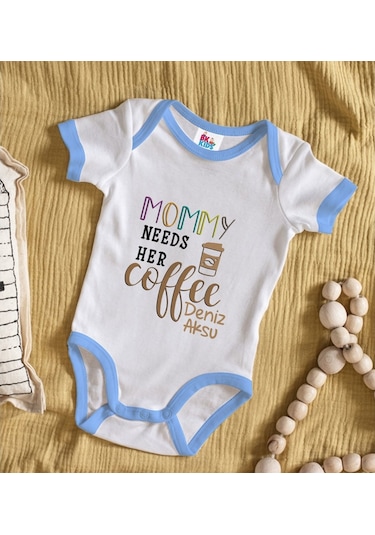 Bitmeyenkartus Bk Kids Kişiye Özel Mavi Bebek Body Zıbın - Model 53 Çok Renkli