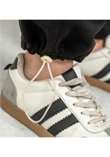 Siyah Cebi Taşlı Paça Brit Lastikli Stoperli Kız Çocuk Eşofman Altı 6168s Anrasit