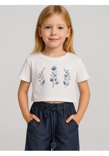 Kız Çocuk T-shirt Pantolonlu Takım-16071 Beyaz