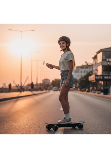 Elektrikli Kaykay H2s-1 Şehir İçi Ulaşım Aracı, Scooter Alternatifi, 20 Km/h, 8 Km Menzil, Hafif 3.7 Kg Siyah