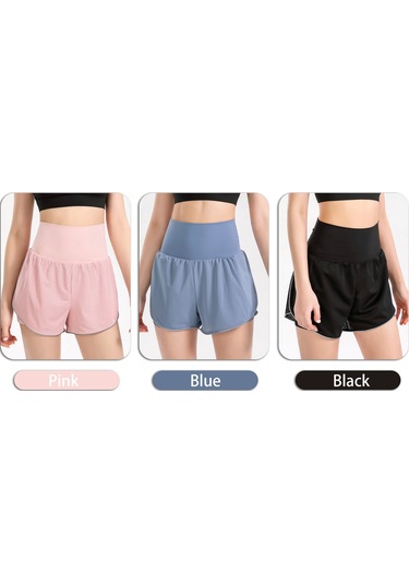 Gajeena Kadın Spor Şortu - Yüksek Bel, Nefes Alabilen Mesh, Yoga Ve Koşu İçin Pembe