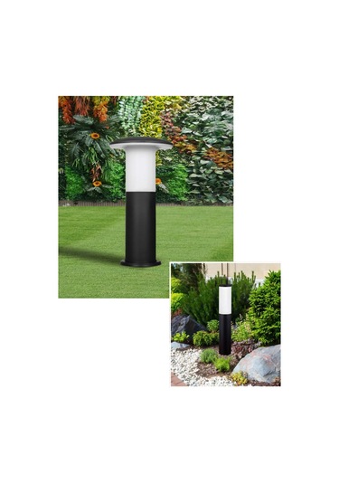 Mantar 41 Cm 9w Beyaz Led Ampullü Takım Bahçe Ve Yol Aydınlatma Siyah