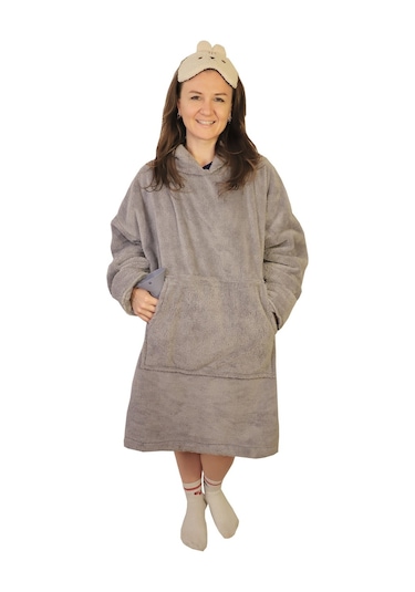 Rokeff Wellsoft Tek Kişilik Giyilebilir Battaniye Gri S/m