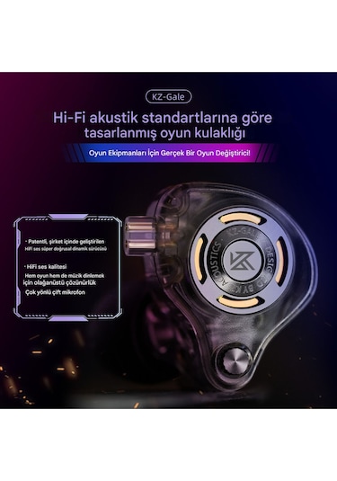 Kz Gale Kulak İçi Monitör Çift Mikrofonlu Oyuncu Kulaklığı Gale