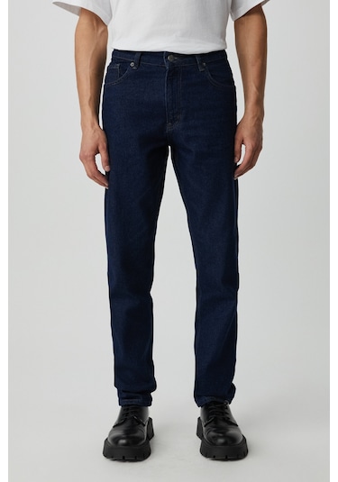 BRUNO Erkek Regular Fit Rahat Kesim Kalın Dokulu Yıkama Efektli Magic Denim Koyu Mavi Jeans