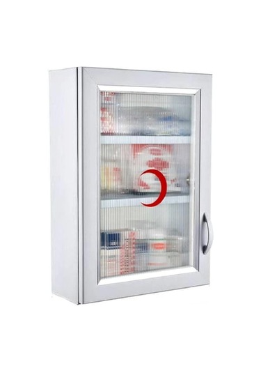 Ecza Dolabı İçi Dolu İlk Yardım İçerikli Pvc 50 X 35 X 16 Cm 159 Beyaz Beyaz