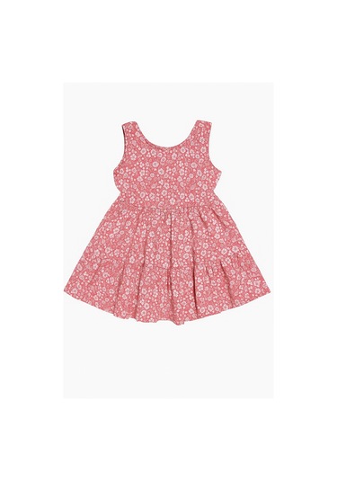Çiçekli Kız Çocuk Elbise St09118 Pembe