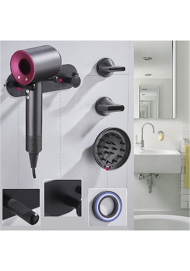 Lebıhmurah Bf1102 Srıwen 2020  Süpersonik Saç Kurutma Makinesi İçin Duvara Monte Tutucu Yapışkanlı Banyo ve Aks. Dğ. 47718721 Siyah