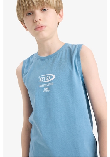 Defacto Erkek Çocuk Bisiklet Yaka Baskılı Atlet E0192a825hsbe251 Mavi