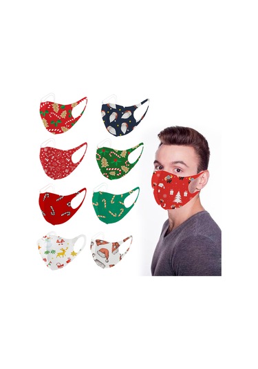 Vkemall Noel Temalı Buz İpek Maske - Erkek/kadın Kullanıma Uygun, Nefes Alabilir, Yıkama Uygun, Rahat Ve Koruyucu 1.5 M