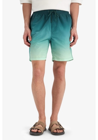 Defacto Regular Fit Degrade Baskılı File Astarlı Diz Üstü Deniz Şortu Z6873az25hsgn265 Yeşil