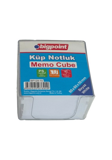 Bigpoint Akrilik Küp Notluk Beyaz 8x8cm - 6 Adet