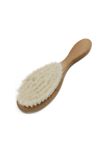 Vkemall Ağaç Saplı Yumuşak Yün Bebek Saç Fırçası - Kuru Saç Bakımı Ve Kafa Derisi Masajı İçin Güvenli Kullanım