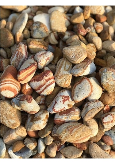 Sarı Çizgili Dolomit Taş 10Kg 2-4 Cm Renkli Dolomit Dekoratif Taş