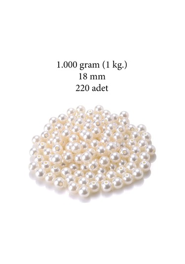 1.000 Gram 1 Kg. 18mm Krem Renk Plastik İnci Boncuk Çanta Ve Ta