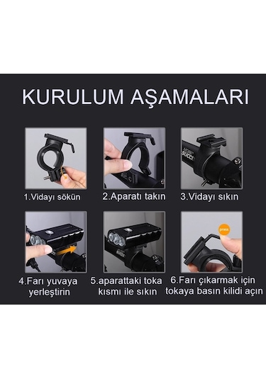 Reidan Bisiklet Ön Far 1000 Lümen Usb Şarjlı Powerbnakli Far Siyah