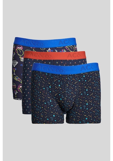 Ac&Co / Altınyıldız Classics Erkek Lacivert-Saks Mavi 3'Lü Boxer Paketi 4A03231P3012Lsxs