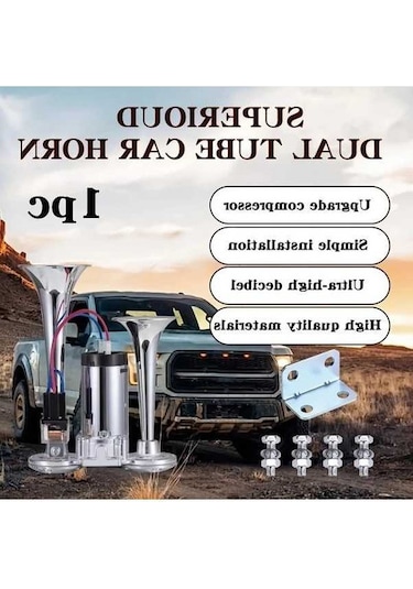Pazly Silvery 12v Çift Boru Araba Kornası Elektrikli Pompa - Tüm 12v Araçlar İçin