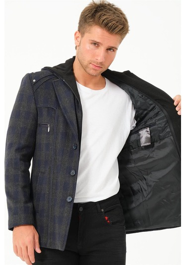 K7532 Dewberry Erkek Kaban-ekose-lacivert Ekose-lacivert