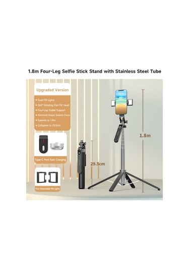 Çift Led Işıklı Youtube Haber Konferans, Sunum,eğitim Tripod Monopod Stabilizer
