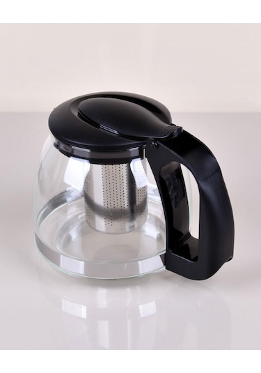Kapris 1500 Ml Çelik Süzgeçli Cam Demlik Siyah 7488 Siyah