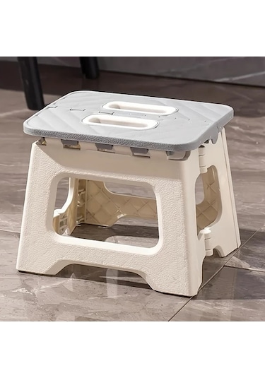 Elmpaly Gri Katlanır Tabure - Taşınabilir, Kaymaz, Sapı Olan Kompakt Step Tabure Gri