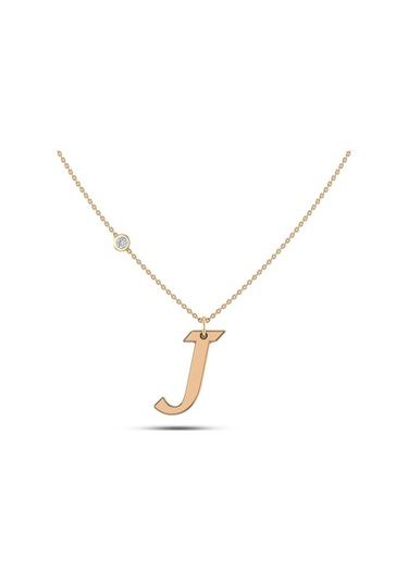 Pırlantalı J Harf Altın Kolye