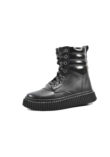 Onlo Ayakkabı Op.7617 Deri Siyah Ortopedik Kız Çocuk Postal Bot Siyah