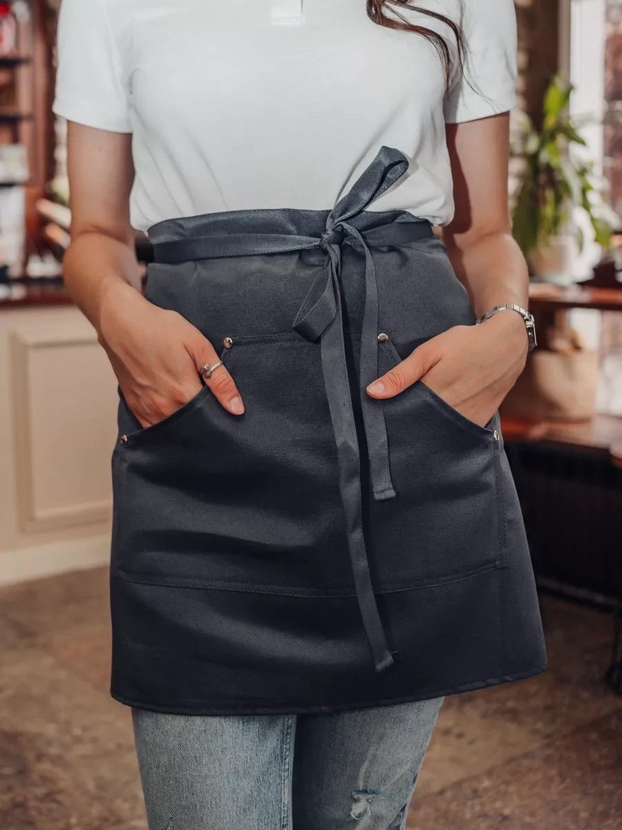 Valiver Göğüslük Olmayan Kısa Kemerli Garson İş Önlüğü 43193058 Koyu Gri