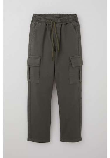 Breeze Erkek Çocuk Pantolon Kargo Cepli Beli Lastikli 6-10 Yaş, Haki Yeşil Haki Yeşil