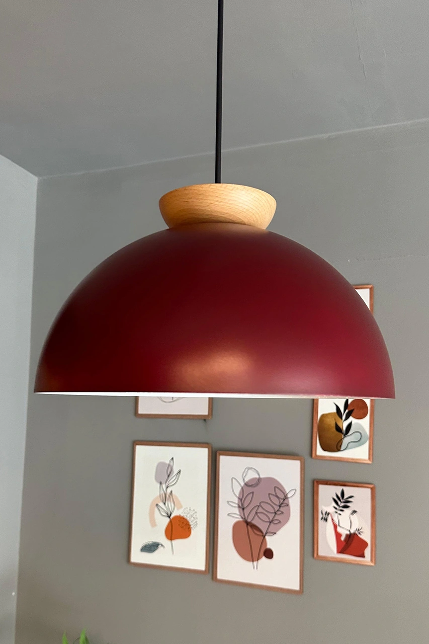 Yimpi Vişne Çürüğü Avize Ahşap Tekli Sarkıt Salon Kuaför Cafe Dekoratif Aydınlatma Pastane Vişne Çürüğü