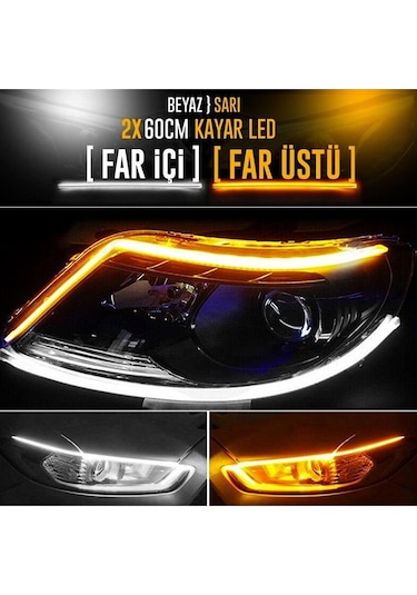 Far Üstü Kayar Led Açılış Animasyonlu Selamlamalı 60cm 2 Adet