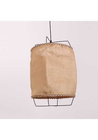 Cappadocia Doğal Jut Siyah Barlı Avize 40x55 Cm Bej