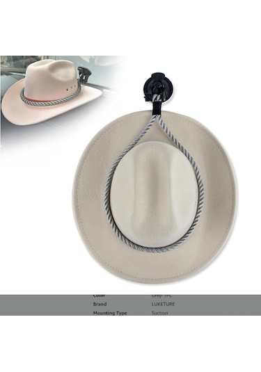 Lemestar "dayanıklı Araç Şapka Askısı - Vakumlu Kapı Kancası, 90cm Gri Kordonlu Pratik Çözüm"