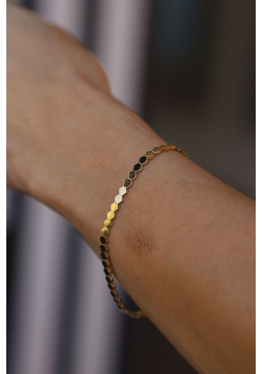 Yenigün Kuyumculuk 14 Ayar Altın Petek Sıralı Bileklik Blk26273 Sarı Altın