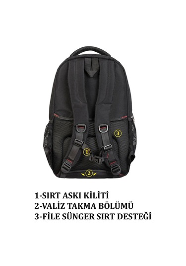 Sportif Darbe Emici Su Geçirmez 13,3-14 İnç Siyah Laptop Sırt Çantası Renkli Çok Renkli