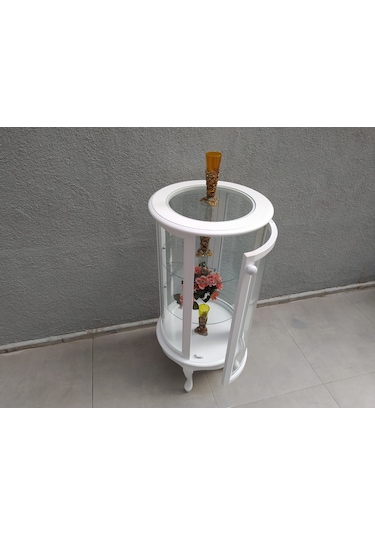 Bengimobilya Gümüşlük Yuvarlak Model 120 Cm Parlak Beyaz Kayın Lükens Aslan Ay (482395482)