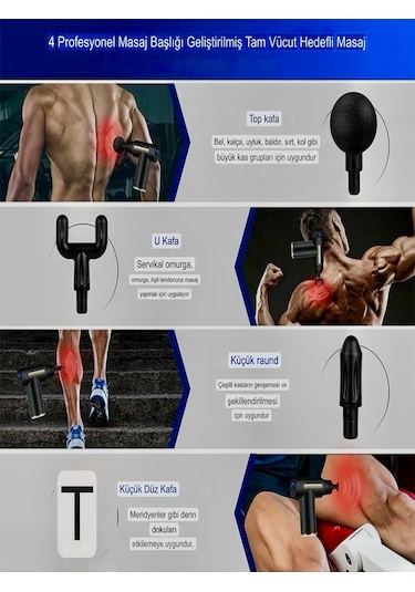 Am0g6 4 Yedek Kafa 6 Kademe Elektrikli Kas Masajı Vurmalı Masaj A Siyah