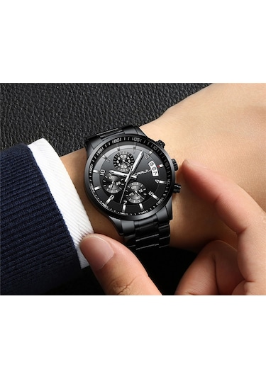 Crrju/kajun 2214 Yeni Erkek İş Saati Erkek Saati Altı Pimli Kronograf Çok İşlevli Paslanmaz Çelik Saat Diğer