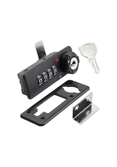 Powermaster Pm-26731 4 Haneli Şifreli Ve Anahtarlı Mekanik Siyah Çekmece Dolap Kilidi Sol